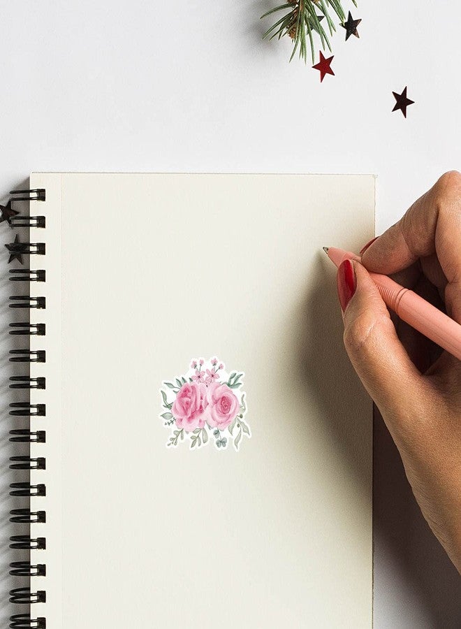 GUVSPTI Floral Pink Roses Stickers 1in for Scrapbooking, Arts, Craft, Kids DIY, Calendars Journals 80-Pack - Image 3